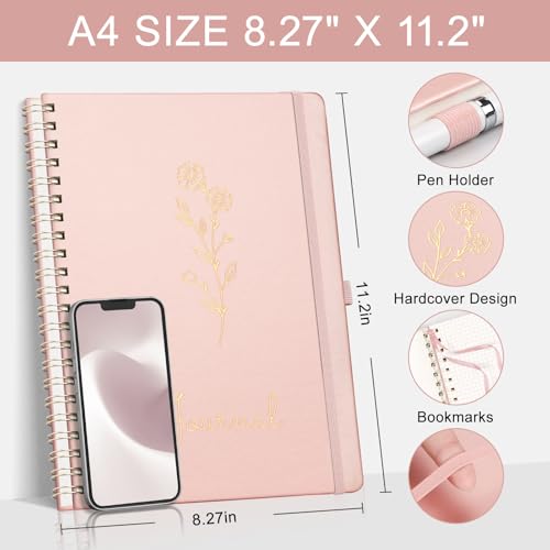EMSHOI Graph Grid Spiral Journal Notebook, 110 Pages, A4 (8.2" x 11.2") - color: Rose Gold, style: A4 Graph
