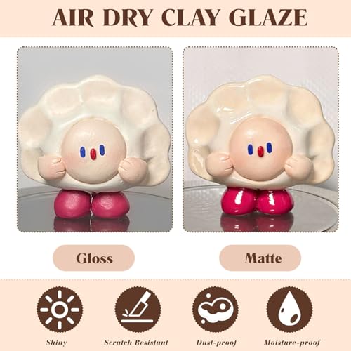 120ML Air Dry Clay Glaze with 29PCS Clay Tools Kit | Gloss Polymer Clay Kit and Clay Varnish, Pottery Tool Kit for Sculpting, Modeling, Shaping Crafts, Scratch Resistant