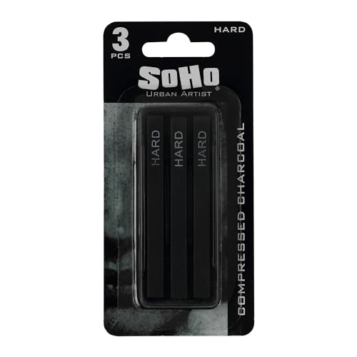 SoHo Urban Artist Compressed Charcoal Sticks, Pack of 3 - size: 3 Pack, style: Hard
