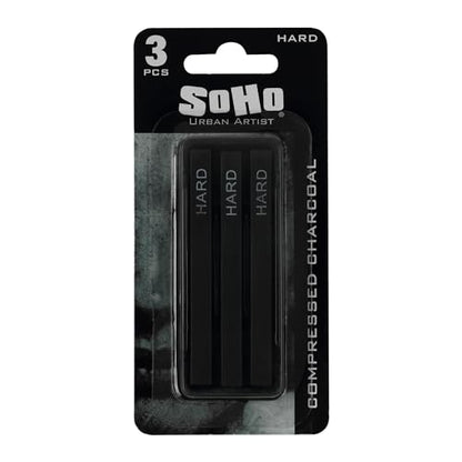 SoHo Urban Artist Compressed Charcoal Sticks, Pack of 3 - size: 3 Pack, style: Hard