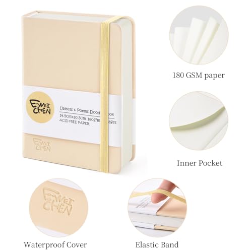 5.7x4.1" Hardcover Mixed Media sketchbook,Pocket Junk Journal Supplies - color: PU Cover-5.7x4.1in-Beige