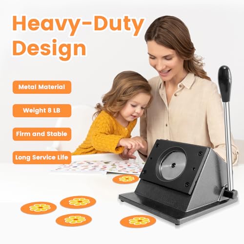 1.732"/44mm Button Paper Cutter,2.126"/54mm Diameter Circle Cutter Circle Punch,Graphic Punch, 54mmDie Cutter Round Paper Cutter for Making 1.732"/44mm Buttons Making(2.126"/54mm Cutting Diameter)