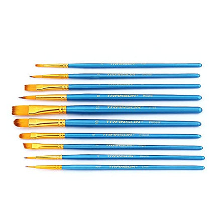 Transon 20pcs Bulk Artist Paint Brush Set for Acrylic Watercolor Gouache Hobby Craft Face Painting Blue - color: Blue