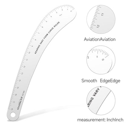 KEARING 18" Aviation Aluminum Hip Curve Ruler - Dual Sided Sewing Tool - style: 6218A(18")