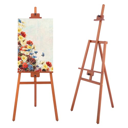 A-Frame Wooden Easel for Painting, Beechwood Studio Easel Stand | for Beginners and Adults, Adjustable Floor Display Stand Holding Canvases Up to 36 Inches