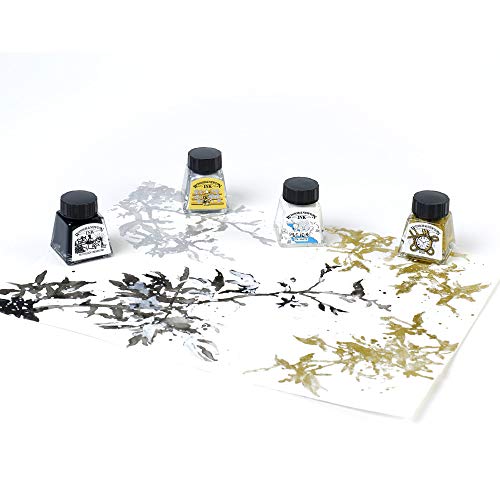Winsor & Newton Drawing Ink Set, Set of 4, Black, White, Metallic Tones - style: Metallic Tones