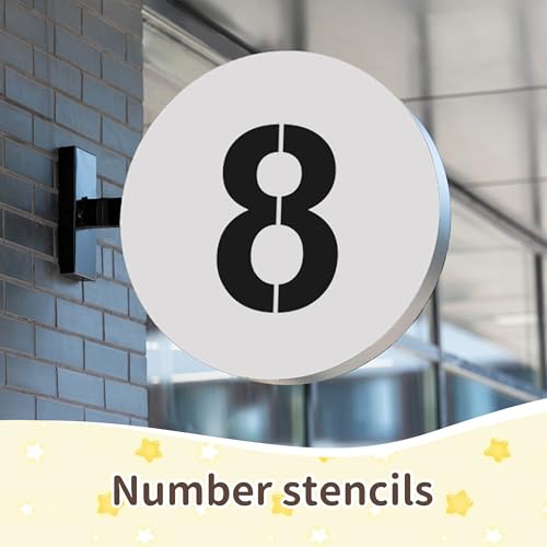8Inch Number Stencils,10Pcs Plastic Stencils Reusable Curb Stencil Kit | Washable 0-9 Large Number Stencil for Address Painting,Digital Templates for Spray Painting,DIY Crafts,Address Signs - size: 8Inch