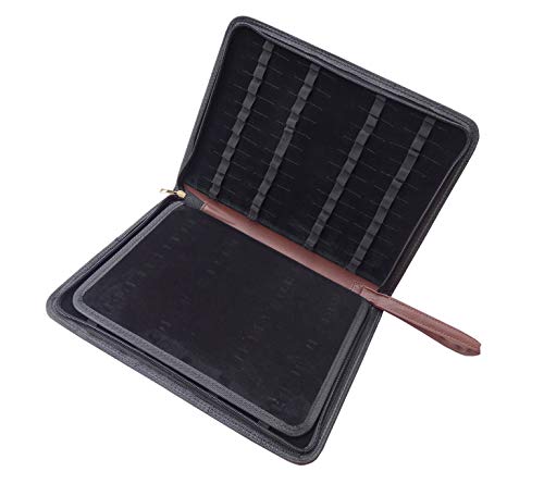 erofa 48 Fountain Pen Case, Rollerball Pen Holder PU Leather Bag Pouch Large Capacity for Your Collection - Brown - color: Brown-PU Leather