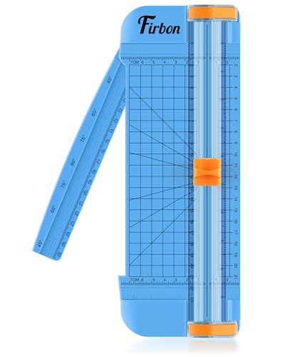 Firbon A5 Paper Cutter, Small Straight Paper Trimmer with Side Ruler | Blue Compact Design | Cuts Photo, Cardstock, Labels & Coupons | Portable Desktop Slicer | Scrapbooking & Craft Projects - color: A5-blue