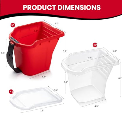 Mister Rui Handheld Paint Bucket and 4 Inch Roller Kit, 12 Piece | Handheld cup with magnetic holder & no-drip edge. Includes 4" foam roller, 2" brush, 2 liners. For corners & detail work - size: 4 Inch 12Pack