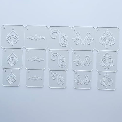 15 Pieces Acrylic Mandala Drawing Stencils, 3 Sizes 2.95/2.56/2.17 Inches with Metal Ring for Dot Art, Painting