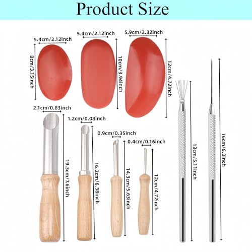 Accfore 9 Pack Rubber Pottery Clay Ribs for Sculpting Texturing Artists | Stainless Steel Circular Clay Hole Cutters, Clay Ceramic Needle,Feather Wire Texture Detail Tools Crafts for Modeling Potter