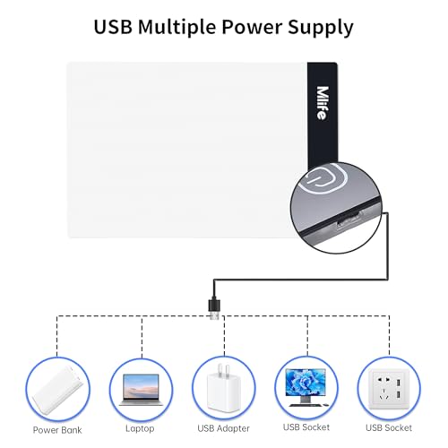 Mlife A5 Diamond Art Painting Light Board-Drawing Copy Board Light Box For Tracing, LED Light Table For Diamond Art Painting,USB Powered Ultra-Thin Light Pad For Sketching, Animation,Embroidery,Tattoo - style: A5
