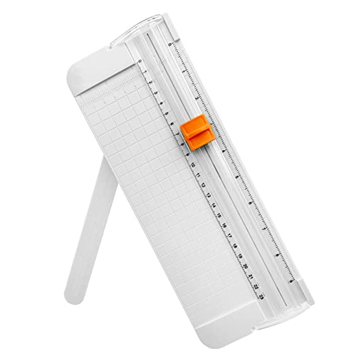 Paper Cutter, A4 Paper Trimmer with Security Safeguard & Side Ruler Portable Straight Edge Cutter for Scrapbooking Craft Paper, Photos, Label, Cardstock (White) - color: White