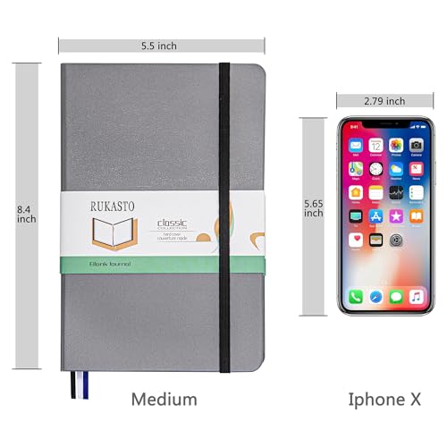 Hardcover Notebook Blank Journal Sketchbook for Drawing, Medium 5.5 by 8.4 Inch, 100 GSM Thick Paper (Grey, Plain) - color: Gray