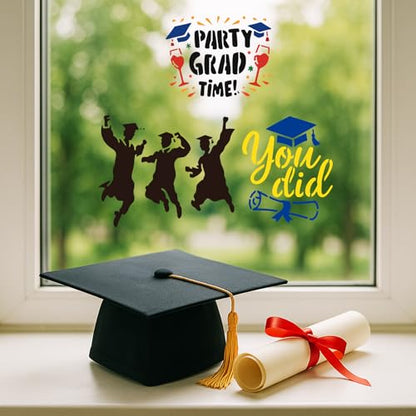 INFUNLY 15PCS Graduation Painting Stencils 3.9×7.87" Graduation Season Wall Stencil Reusable Painting Template Congrats Grad Walls Templates for DIY Crafts Wall Canvas Fabric Graduation-Party Decor - style: 15PCS Graduation