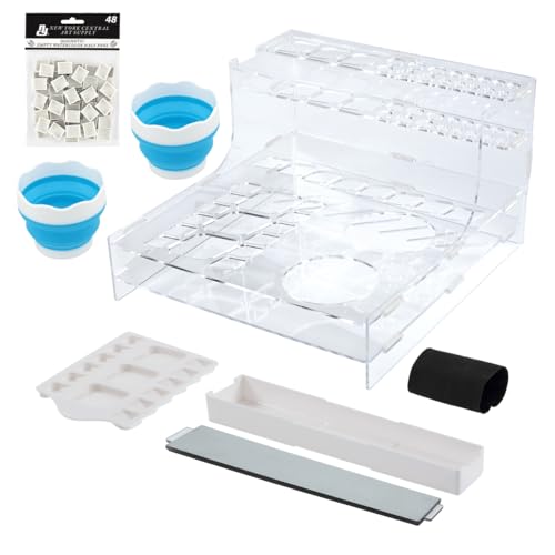 HG Art Concepts Mezzo Artist Studio Watercolor Organizer - Watercolor Paint Brush Holder w/Palette, Drip Pan, Collapsible Cups, Magnetic Half Pans & Storage, Organization System - style: Watercolor Rack + Half Pans + Cups