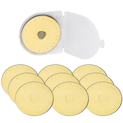 Mesee 10 Pieces Titanium Coated Rotary Cutter Blade Set 45mm Replacement Rotary Blades Round Cutting Blades Refill Accessory for Quilting Scrapbooking Sewing Fabric Paper Arts Crafts