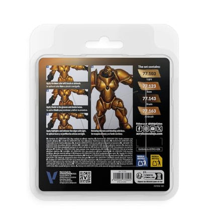 Vallejo - Imperial Gold Set, True Metallic Metal, 4 Bottles x 0.6 fl.oz. - color: Imperial Gold