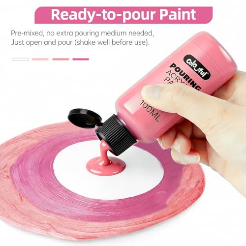 Colorful Pink Series Acrylic Pouring Paint Set, 4 Colors, 3.34 oz Craft Kit - color: Rose Color