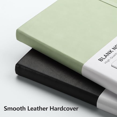 RETTACY Blank Journal Notebook, 192 Pages per Pack, A5 Size (5.7'' x 8.3'') - color: Black & Light Green