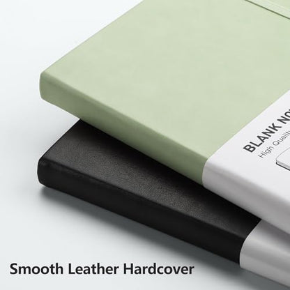 RETTACY Blank Journal Notebook, 192 Pages per Pack, A5 Size (5.7'' x 8.3'') - color: Black & Light Green