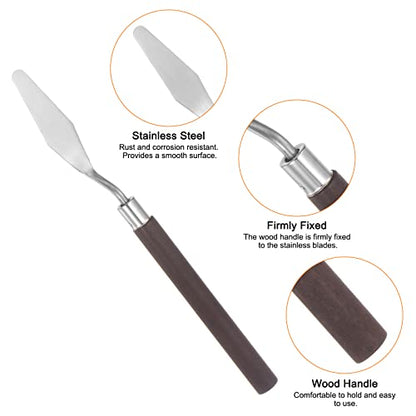 HARFINGTON 2pcs No.4 Palette Knives 15mm Width Stainless Steel Large Pointy Spatula Painting Pallet Knife with Wood Handle for Oil Acrylic Canvas Mixing Spreading, Red - size: 15mm