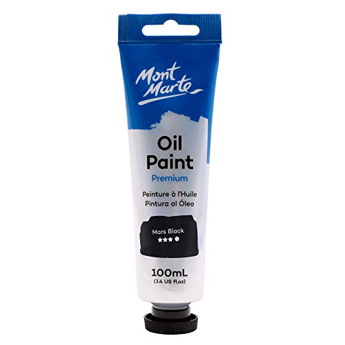 Mont Marte Oil Paint Premium, 3.4 US fl.oz (100ml) Tube, Mars Black, Heavy Body Paint, Artist Quality, Good Coverage, Excellent Tinting Strength, Ideal for Painting Canvas - color: Mars Black, size: 3.4 Fl Oz (Pack of 1)