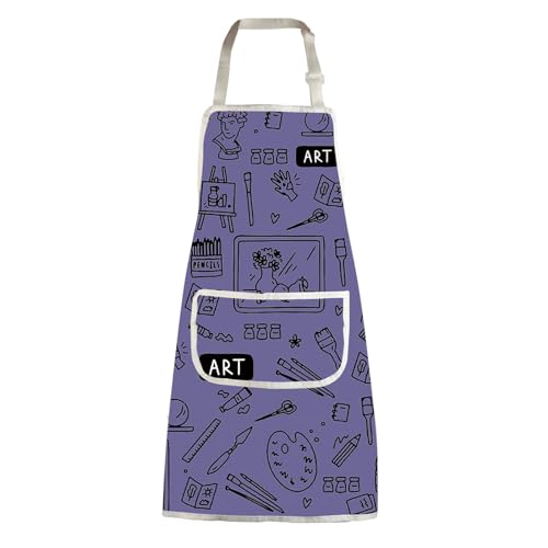 MBMSO Painting Artist Apron with Pockets Artist Painter Gifts Art Lover Gift for Art Teacher Student Painter Apron Waterproof - color: Art A-purple2