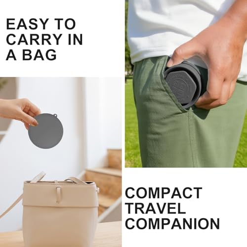 Collapsible Cup with Lid - 6oz Mini Silicone Folding Travel Cup with Steel Rim - BPA Free Small Portable Pocket Cup for Camping, Hiking, Kids, Mouthwash & Pills (Mystic Gray) - color: Mystic Gray