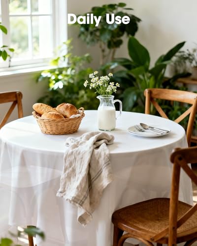 Pureegg Plastic Table Cloth Disposable 3 Pack, 84 Inch Round Table Cloth, Leakproof Table Cover for Parties, Picnic, Weddings, White - color: White, size: 84" Round