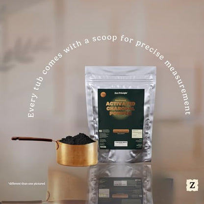 Zen Principle Hardwood Activated Charcoal Powder 100 Percent from USA Trees. All Natural. Whitens Teeth, Rejuvenates Skin and Hair, Supports Better Digestion, 40 Oz