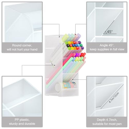 Asten Pen Holder, Pencil Holder for Desk, Pen Organizer (Clear, 3 Pack) - color: Clear-3 Pack