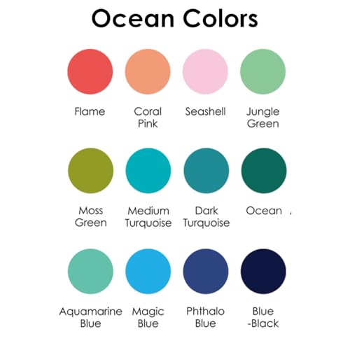 Grabie Acrylic Gel Pens Coloring Kit with Book, Pack of 12 Ocean Colors - color: Ocean Colors