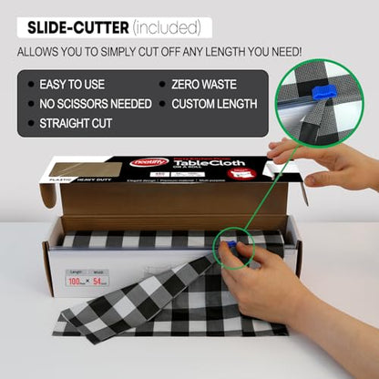 Neatiffy Disposable Plastic Table Cloth Roll | Waterproof Tablecloth | Table Cover for Picnic, Party, Banquet, Birthdays, Weddings (Black Checkered, 54 inches X 100 feet) - color: Blackcheck100, size: 54 inches X 100 feet