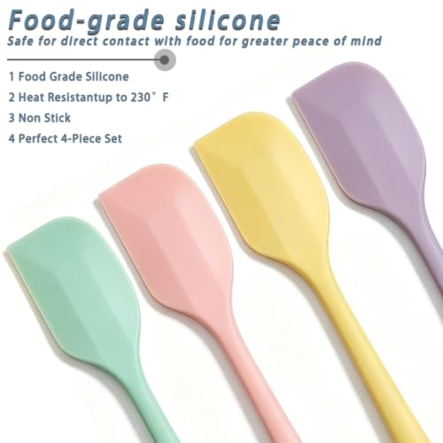 4 PCS Mini Silicone Spatulas 8.2 Inch Rubber Spatula,Nonstick Cookware - color: Purple Green Pink Yellow