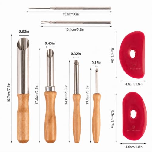 DIYOOHOMY Pottery Carving Tools Set, Clay Sculpting Tools with Straw Hole Puncher Needle Pottery Ribs Kit for Ceramic Polymer Clay Modeling, Drilling, Shaping, DIY Crafts Supplies (8) - color: wood-4