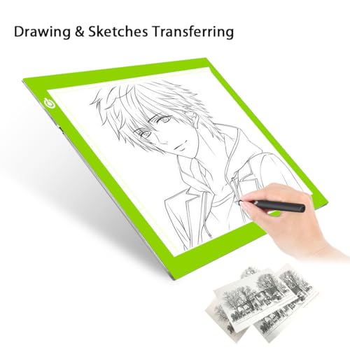 LitEnergy Portable A4 LED Copy Board Light Tracing Box, Green Ultra-Thin Adjustable USB Power Artcraft LED Trace Light Pad for Tattoo Drawing, Streaming, Sketching, Animation, Stenciling - color: GREEN, size: 8.3" x 11.7"