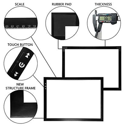 HSK A3 LED Artist tracing Light Box Copy Table, Adjustable High Brightness Light Pad for Tatto Drawing, Sketching, Animation,Diamond Painting Accessories - size: 04 - A3