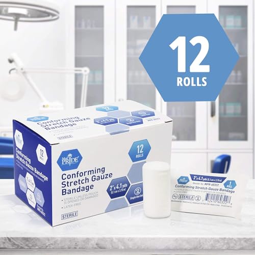 MED PRIDE Sterile Conforming Stretch Gauze Bandage,Latex-Free,2 in x 4.1 yd - size: 2'' x 4.1 Yards