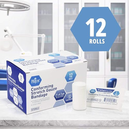 MED PRIDE Sterile Conforming Stretch Gauze Bandage,Latex-Free,2 in x 4.1 yd - size: 2'' x 4.1 Yards