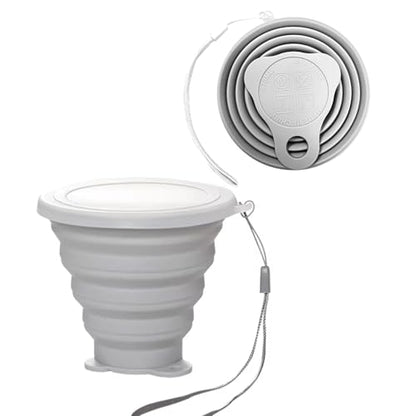 Silicone Collapsible Cup,Collapsible Cups for Camping,Folding Cup with Lids,Collapsible Coffee Cup,Reusable Drinking Mugs Cup(Grey) - color: Gray