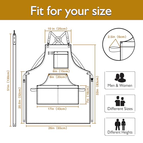Kitchen Apron, Work Apron, Canvas Apron, Khaki - color: Khaki