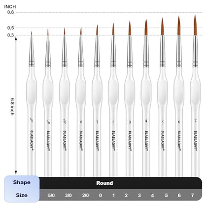 11 Pcs Detail Paint Brushes with Triangular Handles, Paint by Numbers - color: White