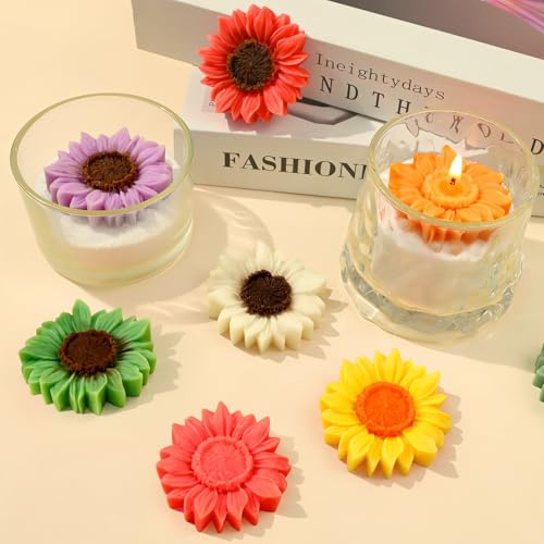 4Pack Sunflower Candle Molds, 3D Sunflower Flower Silicone Molds - color: 4 PCS Sunflower Candle Molds