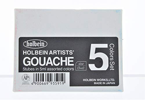 Holbein Artists39; Gouache Sample Set of 5 5 ml Tubes