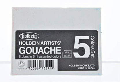 Holbein Artists39; Gouache Sample Set of 5 5 ml Tubes