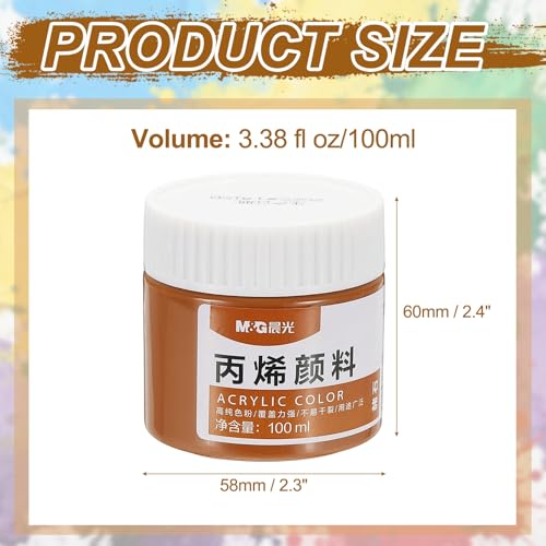 PATIKIL M&G Acrylic Paint, 3.38 Fl Oz(100ml) Matte Finish Rich Pigments Waterproof Art Painting Supplies for Fabric Canvas Wood Leather Stone Cloth, Ochre - color: Ochre