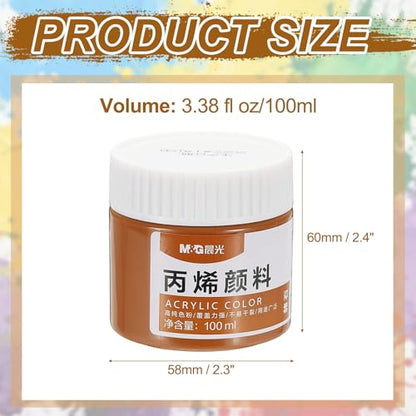 PATIKIL M&G Acrylic Paint, 3.38 Fl Oz(100ml) Matte Finish Rich Pigments Waterproof Art Painting Supplies for Fabric Canvas Wood Leather Stone Cloth, Ochre - color: Ochre