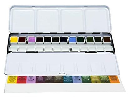 DANIEL SMITH Hand Poured Watercolor Half Pans, Color of Inspiration Set with 12 Watercolor Pans, 12 Empty Pans, 1 Metal Palette (total 25 pieces) 285650103 - style: Inspirational Half Pan Set of 12 Colors with Metal Case and 12 Empty Containers